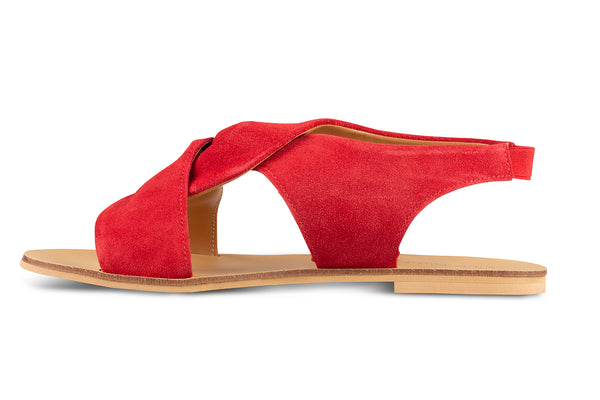 Red suede hot sale flat sandals