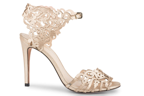 Klub Nico Brazil Moxie Delicate Laser Floral Cutout Filigree Heel in store Nubuck Nude