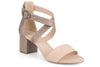 Klub Nico Raeyna colorblock sandal in romantic blush on a low block heel.  Perfect for any day to evening occasion.
